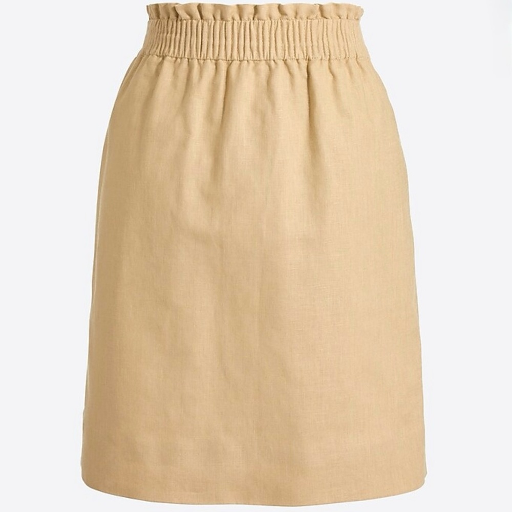 NWOT J. Crew Factory Linen-Cotton Sidewalk Mini Skirt Tan Pull-On Size 10
